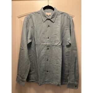 NWT Auto-Reply Men’s Linen Button Front Long Sleeve Casual‎ Shirt Size L Blue